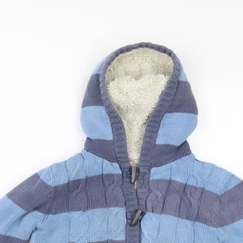 Marks and Spencer Boys Beige Striped  Cardigan Jumper Size 4-5 Years