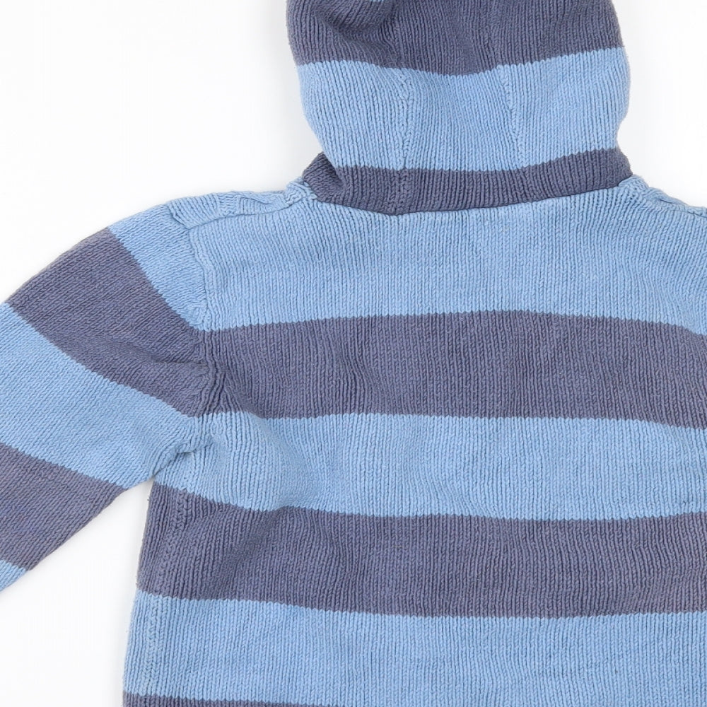 Marks and Spencer Boys Beige Striped  Cardigan Jumper Size 4-5 Years