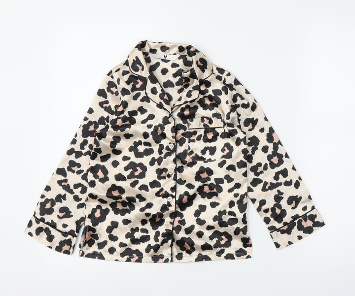 Very Girls Beige Animal Print Top Pyjama Top Size 6-7 Years - Leopard print