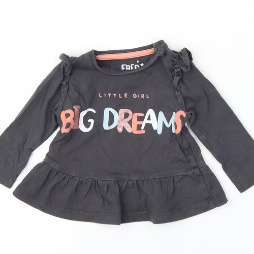 F&F Girls Grey   Basic T-Shirt Size 3-6 Months