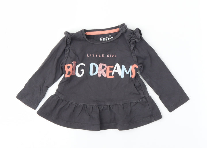 F&F Girls Grey   Basic T-Shirt Size 3-6 Months