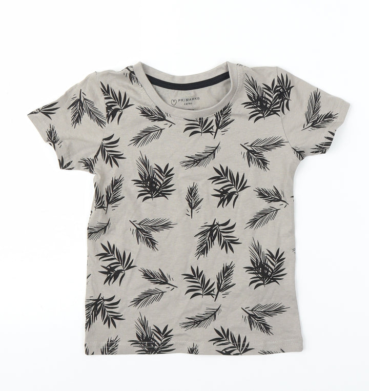 Primark Boys Grey Floral Basic T-Shirt Size 2 Years