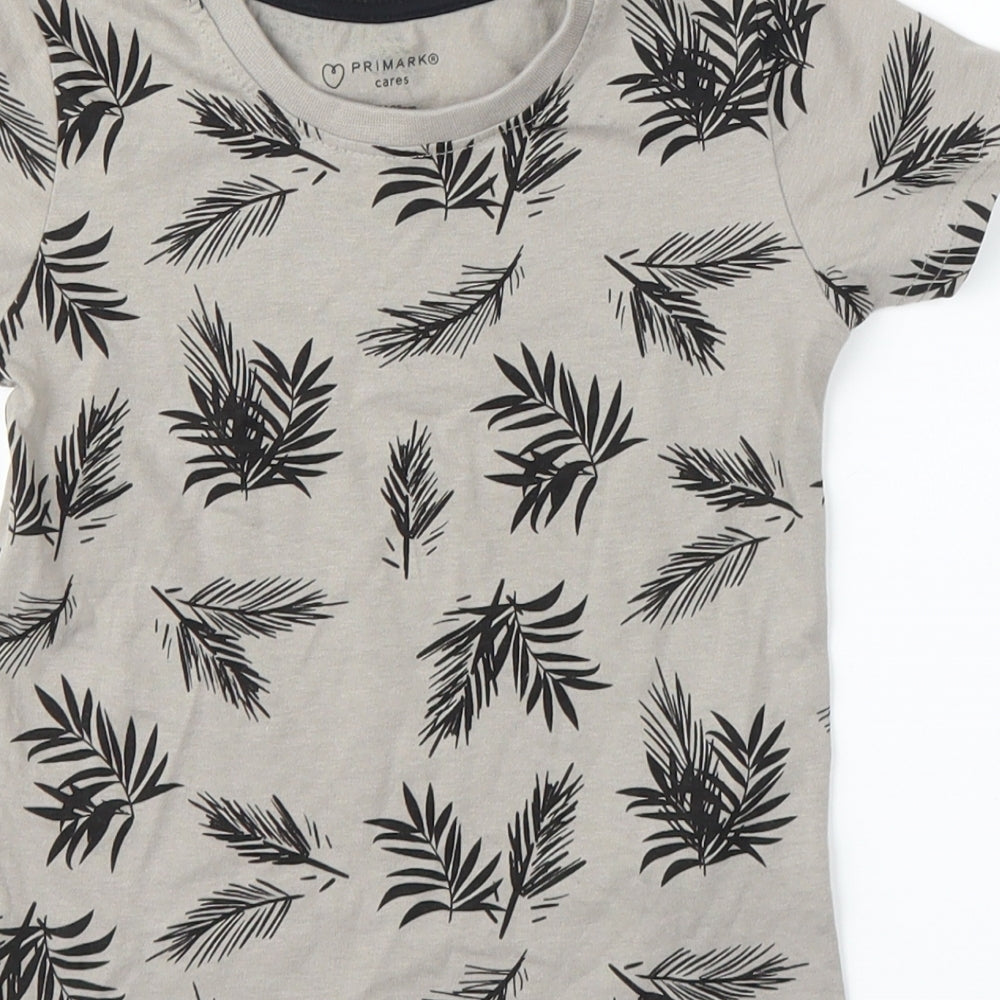Primark Boys Grey Floral  Basic T-Shirt Size 2 Years