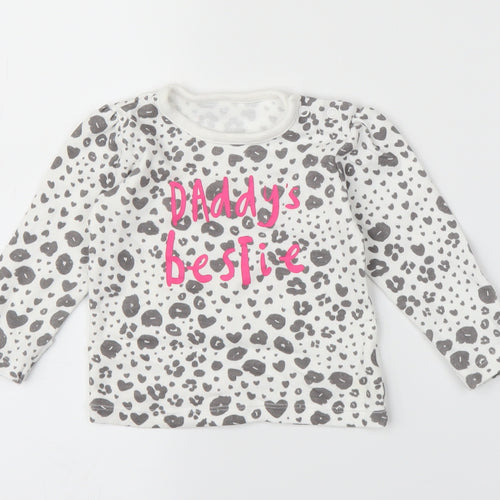 George Girls White Animal Print  Basic T-Shirt Size 3-6 Months