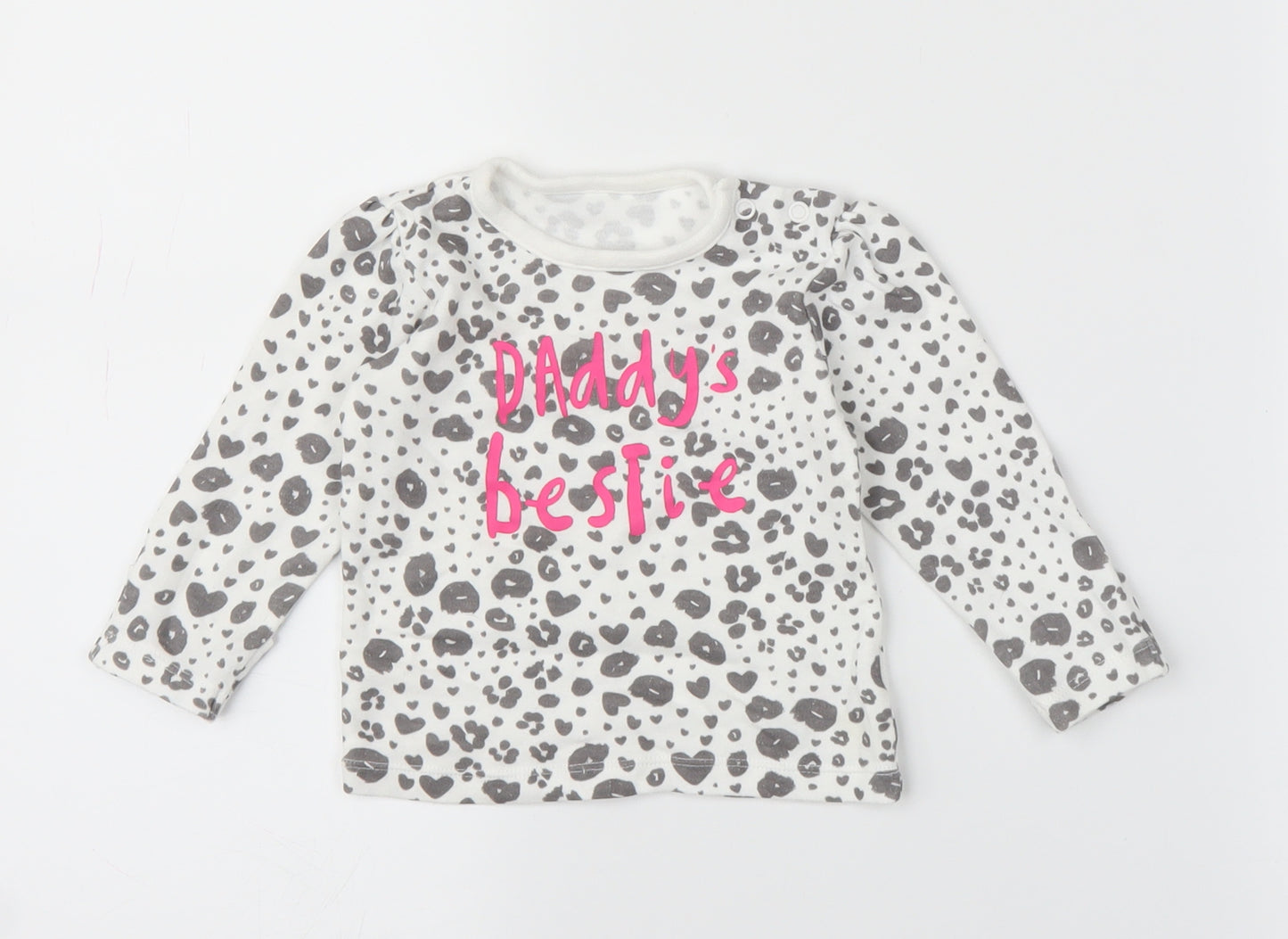 George Girls White Animal Print  Basic T-Shirt Size 3-6 Months