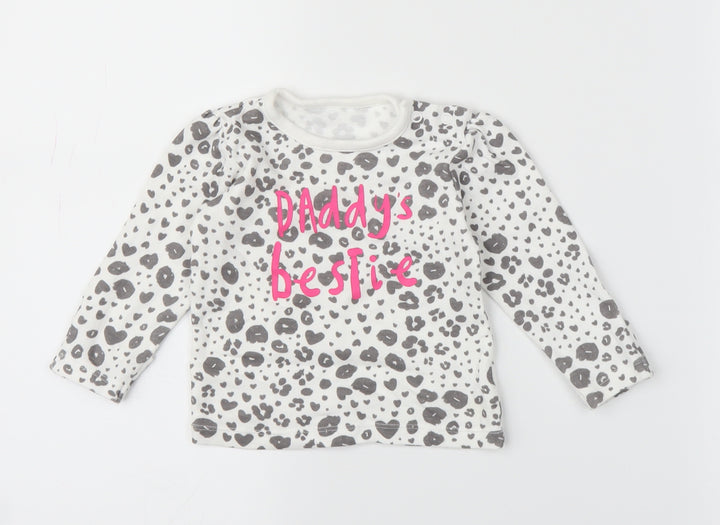 George Girls White Animal Print  Basic T-Shirt Size 3-6 Months