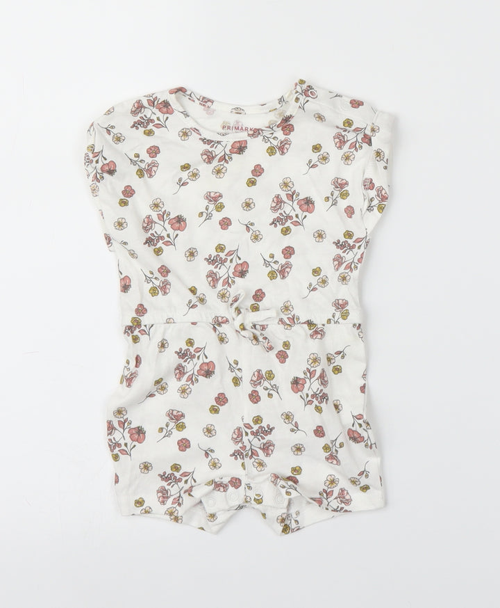 Primark Girls White Floral Romper One-Piece Size 3-6 Months