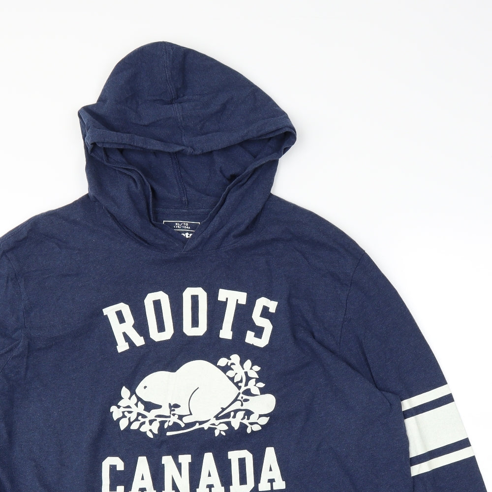 Roots Mens Blue   Pullover Hoodie Size XL
