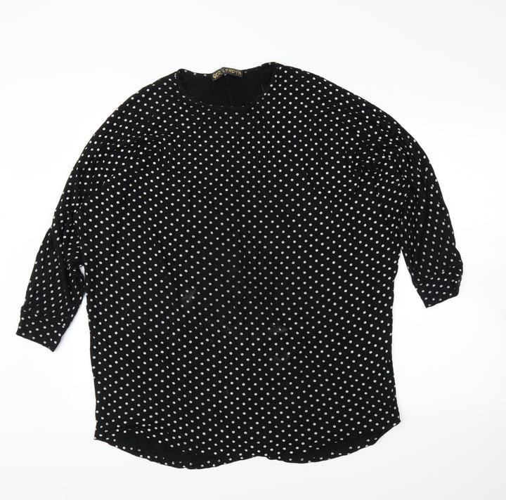 Quiz Womens Black Polka Dot Basic Blouse Size M