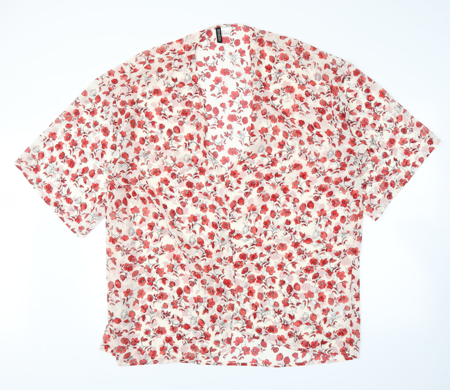 H&M Womens Ivory Floral  Kimono Blouse Size L