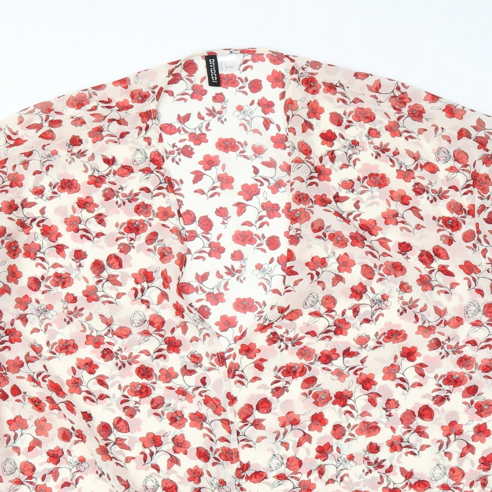 H&M Womens Ivory Floral  Kimono Blouse Size L