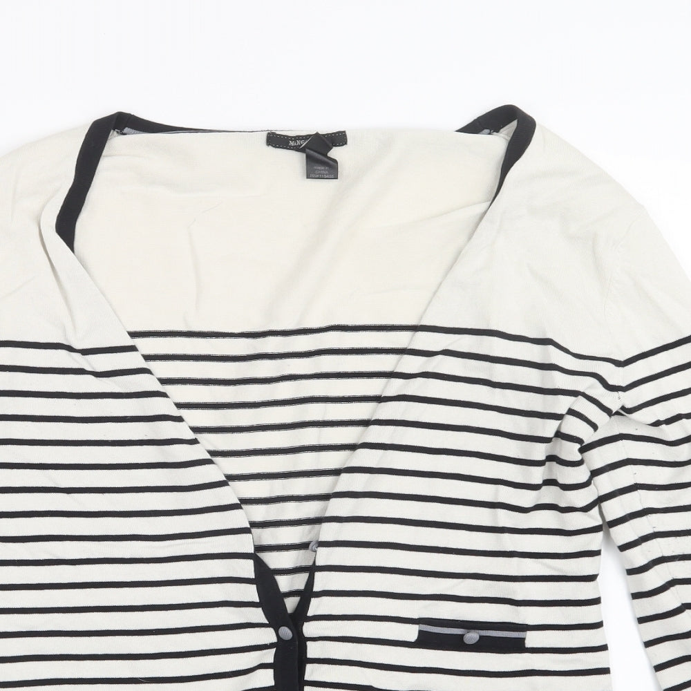 Mango Womens Black Striped Knit Cardigan Jumper Size L