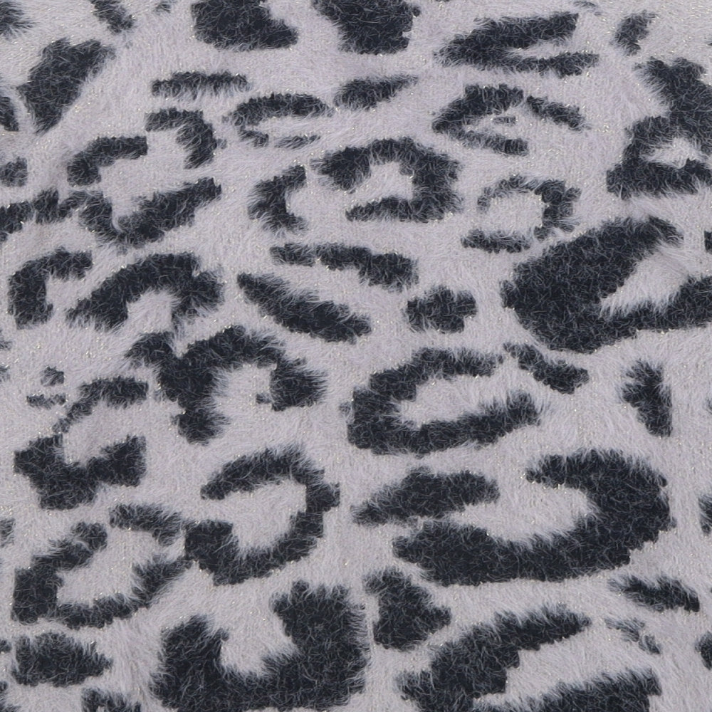 NEXT Girls Purple Animal Print Knit Pullover Jumper Size 4 Years