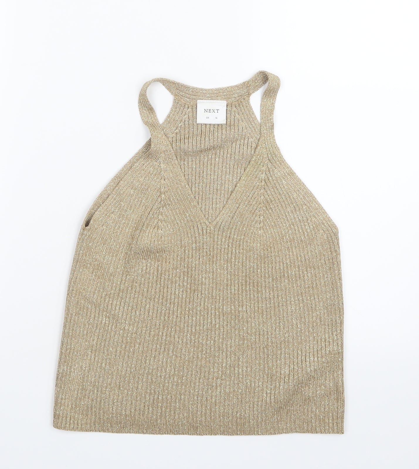 NEXT Womens Gold   Cropped T-Shirt Size 14