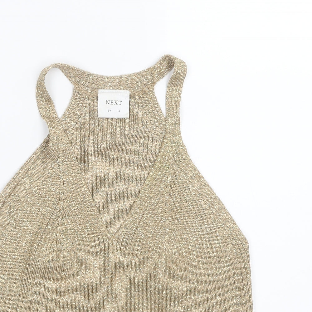 NEXT Womens Gold   Cropped T-Shirt Size 14