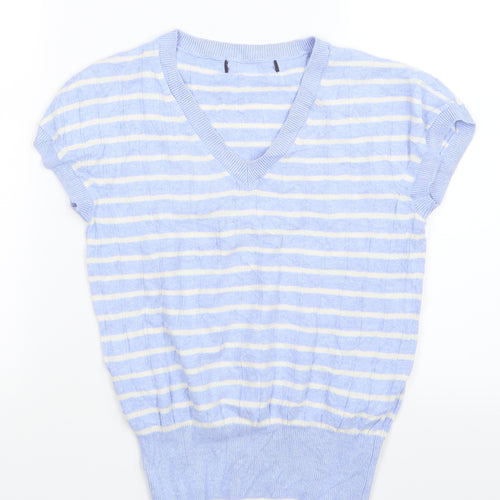 Marks and Spencer Womens Blue Striped  Basic T-Shirt Size S