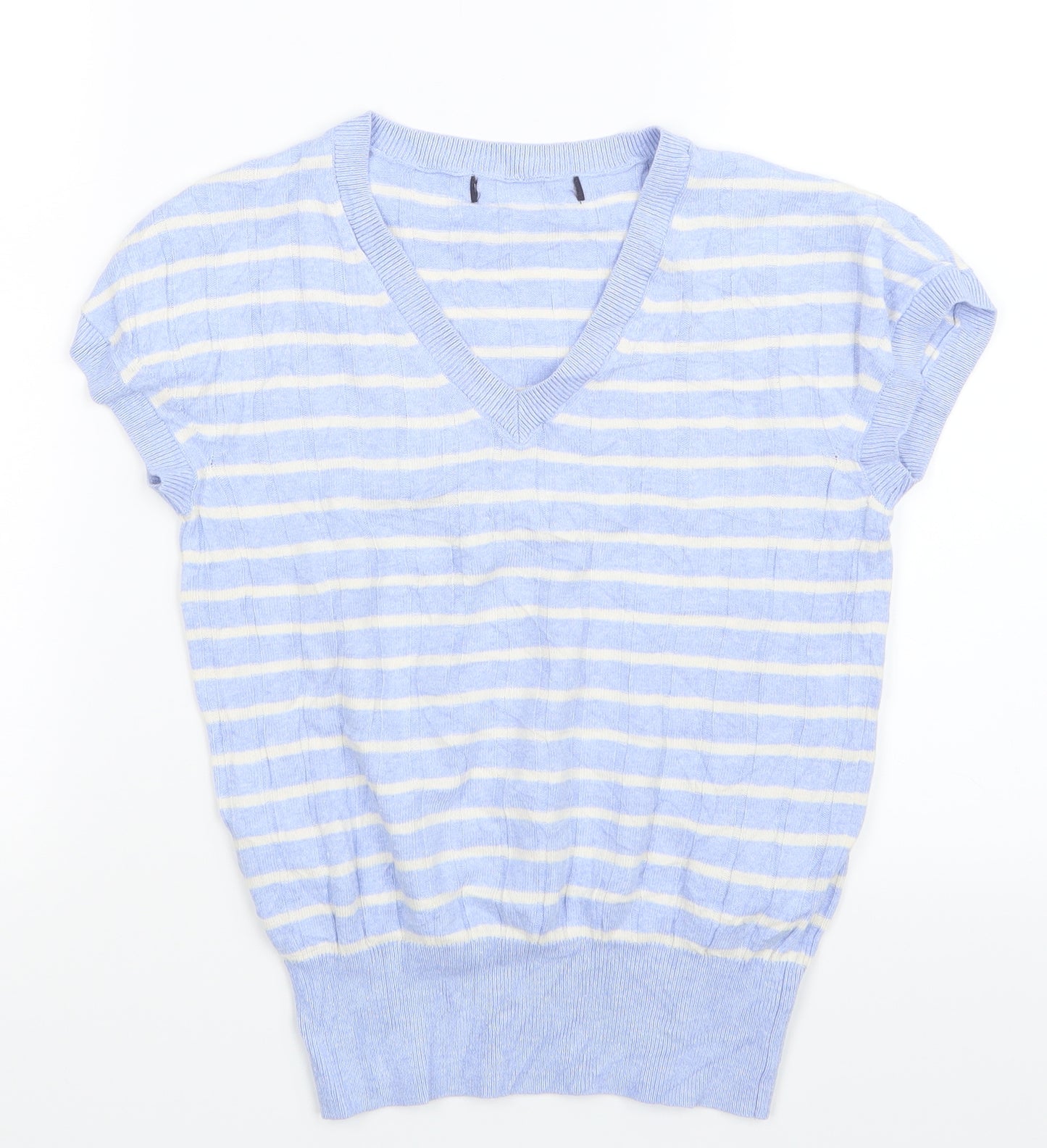 Marks and Spencer Womens Blue Striped  Basic T-Shirt Size S