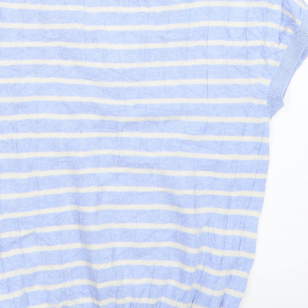 Marks and Spencer Womens Blue Striped  Basic T-Shirt Size S