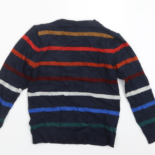 Marks and Spencer Boys Blue Striped Knit Pullover Jumper Size 10-11 Years