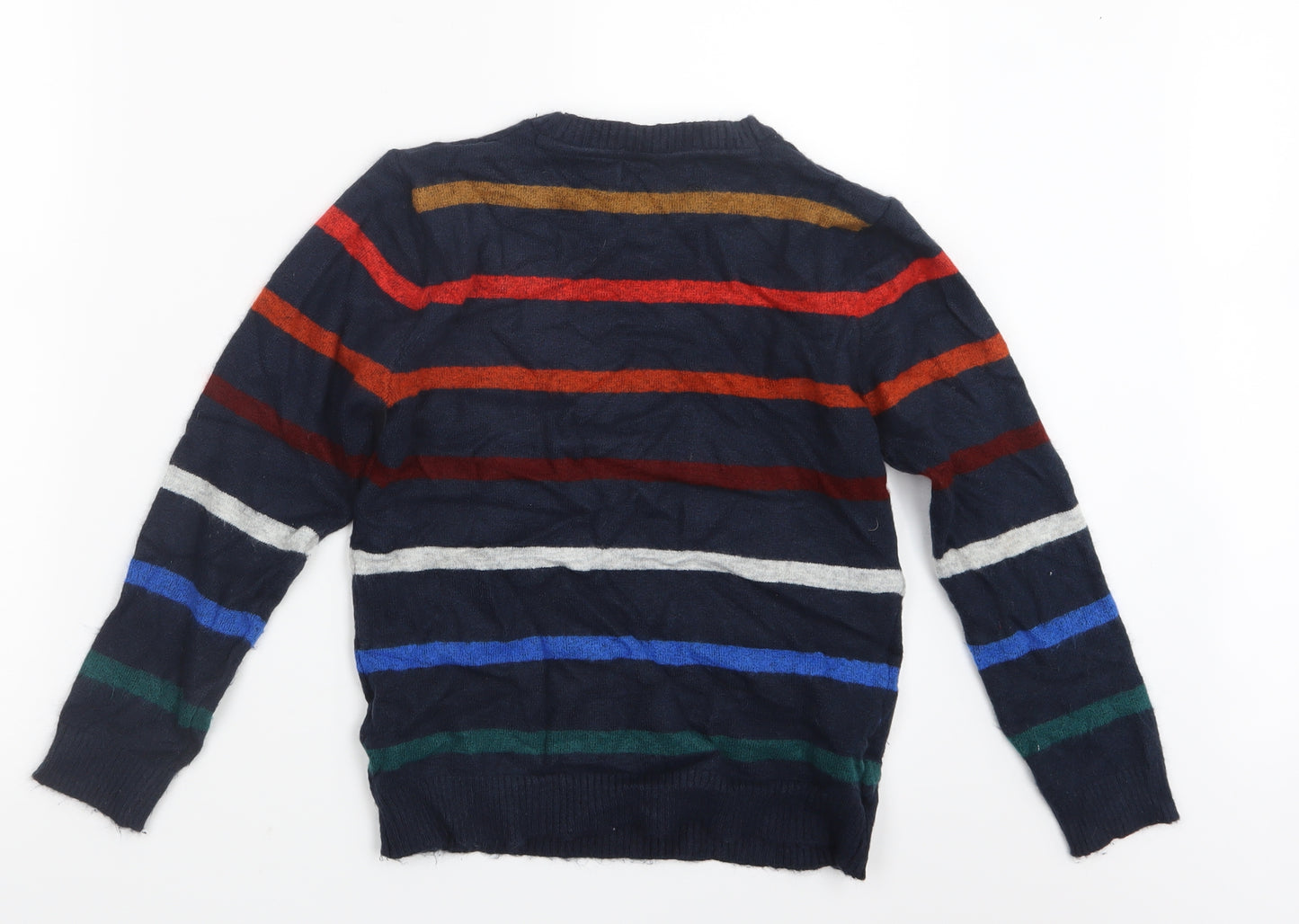 Marks and Spencer Boys Blue Striped Knit Pullover Jumper Size 10-11 Years