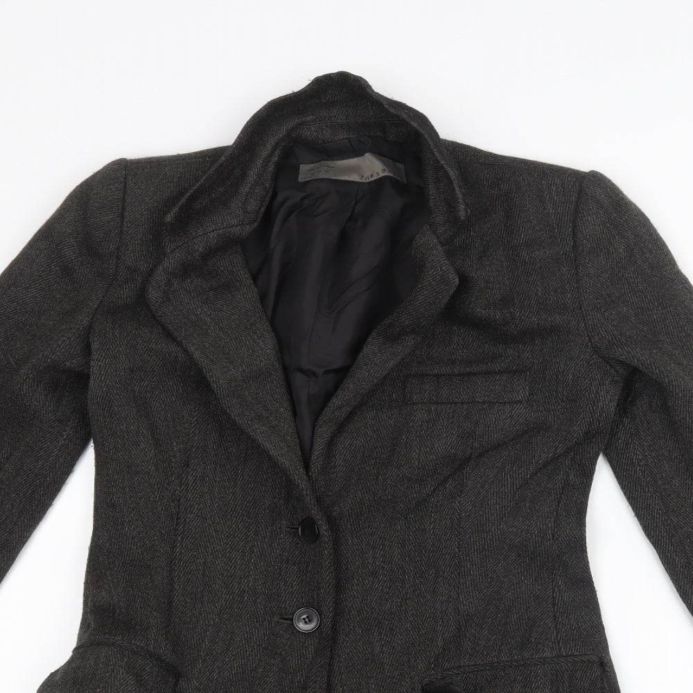 Zara Mens Grey   Pea Coat Coat Size S
