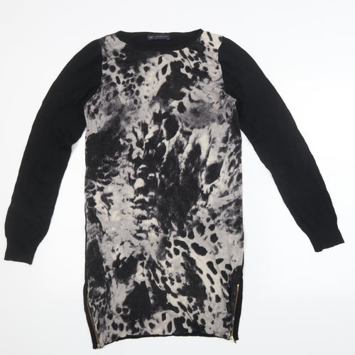 Marks and Spencer Womens Black Geometric Knit Pullover Jumper Size 12