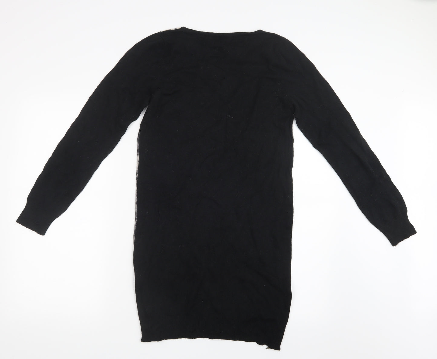 Marks and Spencer Womens Black Geometric Knit Pullover Jumper Size 12