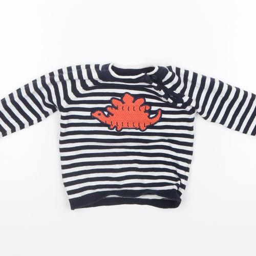 F&F Boys Blue Striped Knit Pullover Jumper Size 3-6 Months