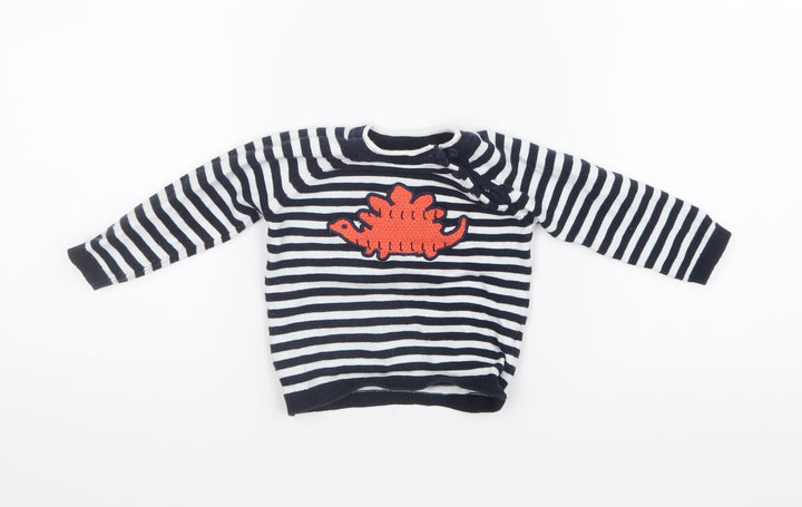 F&F Boys Blue Striped Knit Pullover Jumper Size 3-6 Months