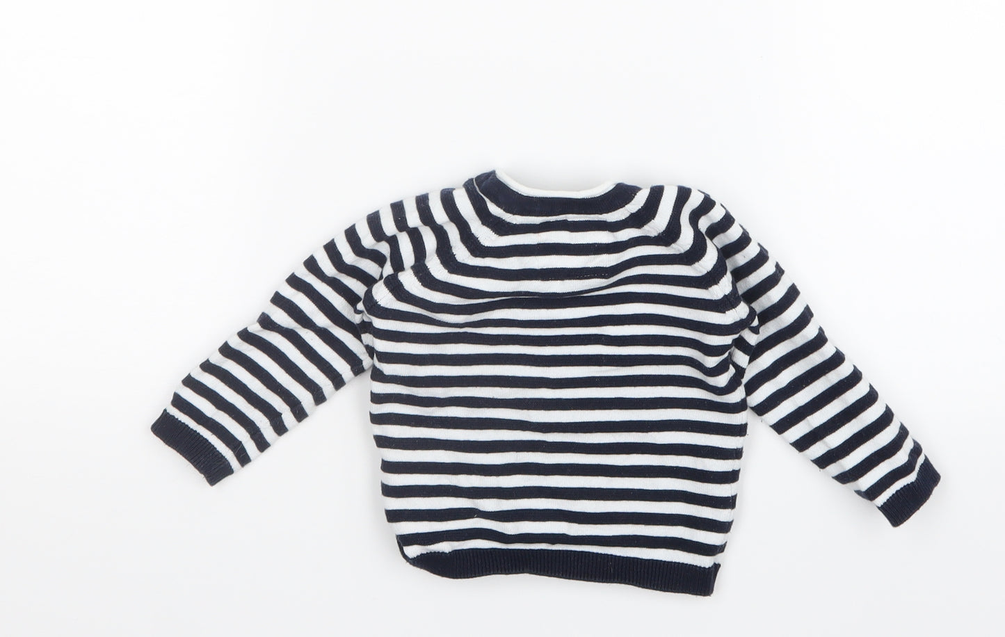 F&F Boys Blue Striped Knit Pullover Jumper Size 3-6 Months