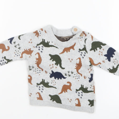TU Boys Grey  Knit Pullover Jumper One Size