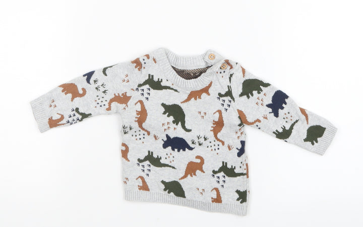 TU Boys Grey Knit Pullover Jumper One Size