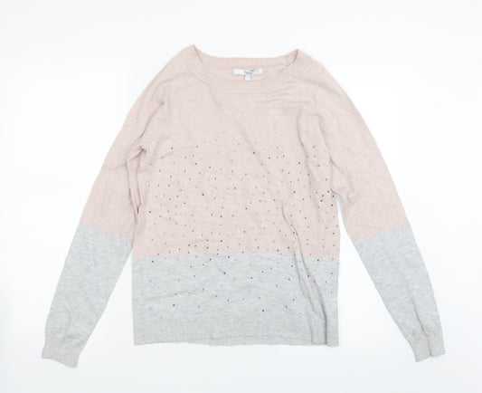 Front view of Next women’s grey knit jumper, size UK 12