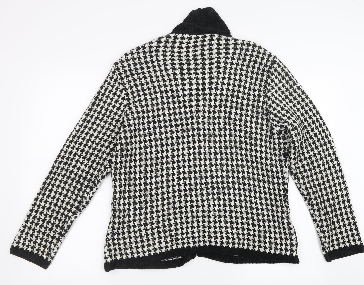 Marks and Spencer Womens Black Houndstooth Knit Cardigan Jumper Size 18