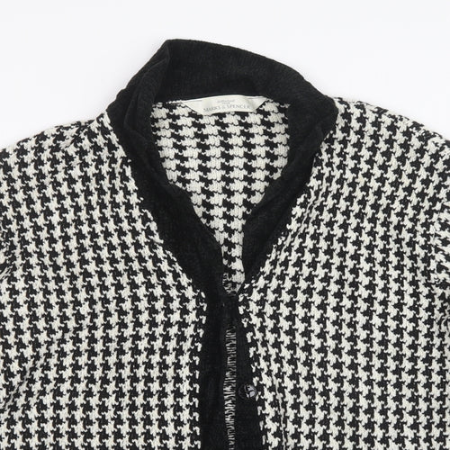 Marks and Spencer Womens Black Houndstooth Knit Cardigan Jumper Size 18