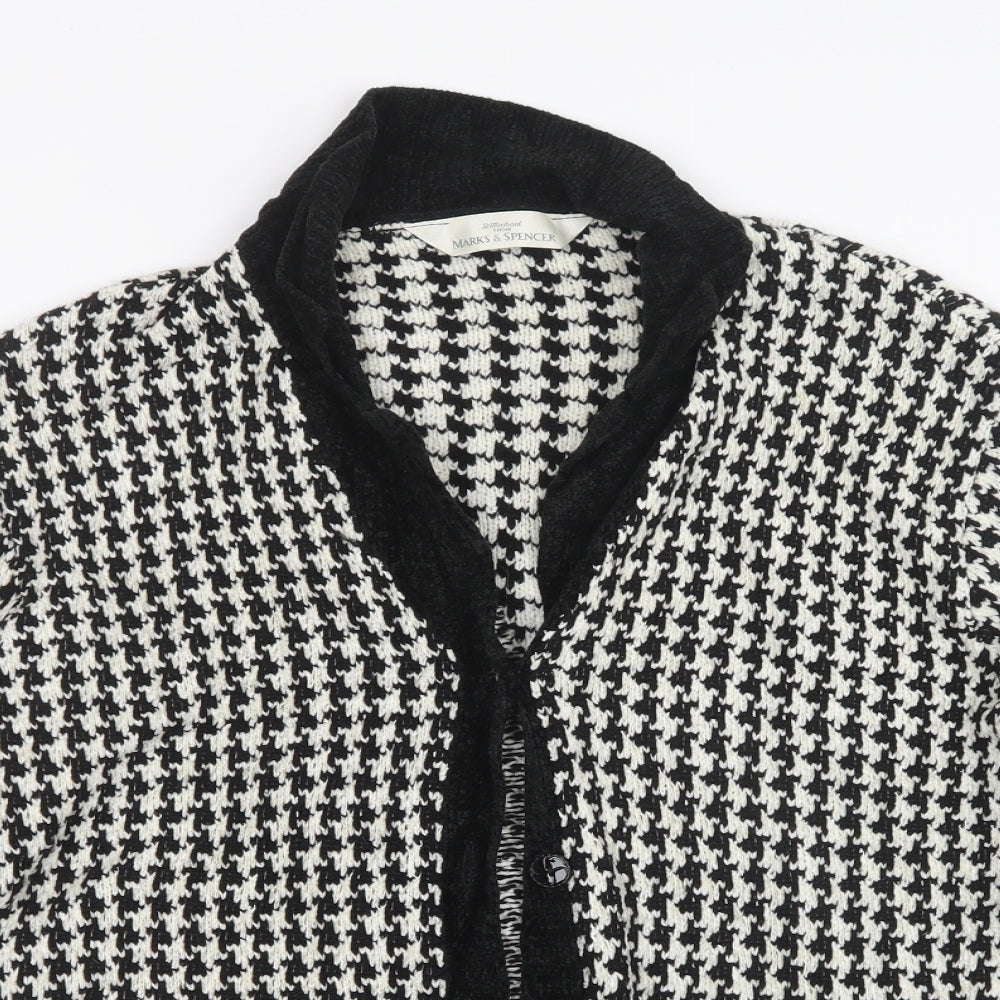 Marks and Spencer Womens Black Houndstooth Knit Cardigan Jumper Size 18