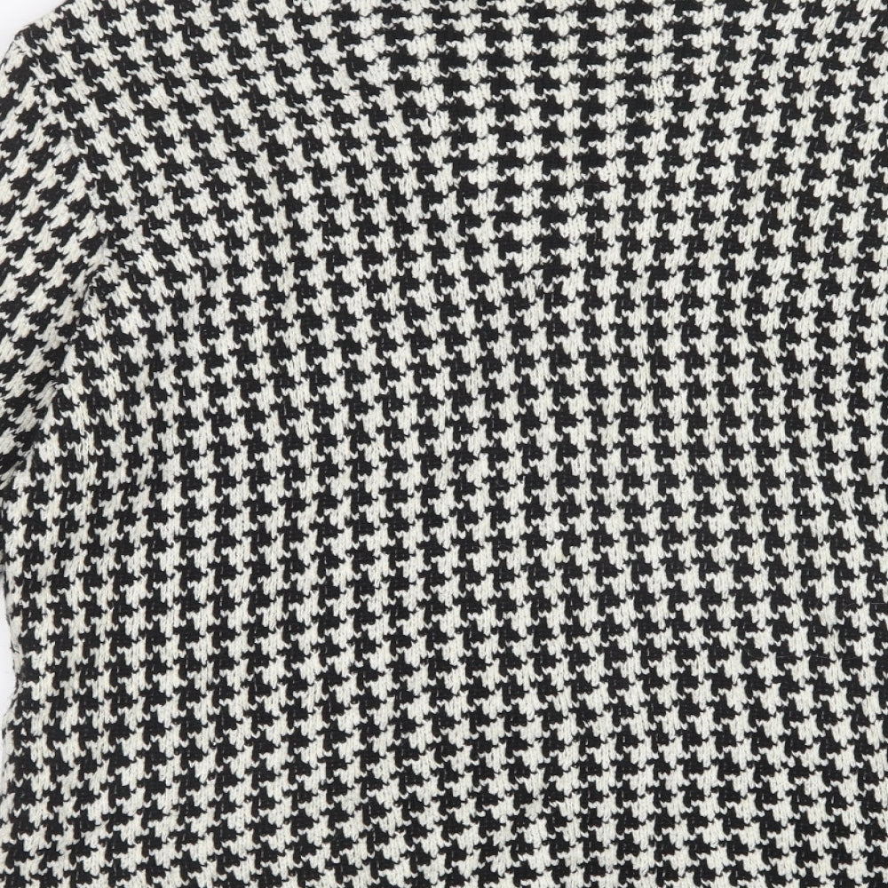 Marks and Spencer Womens Black Houndstooth Knit Cardigan Jumper Size 18