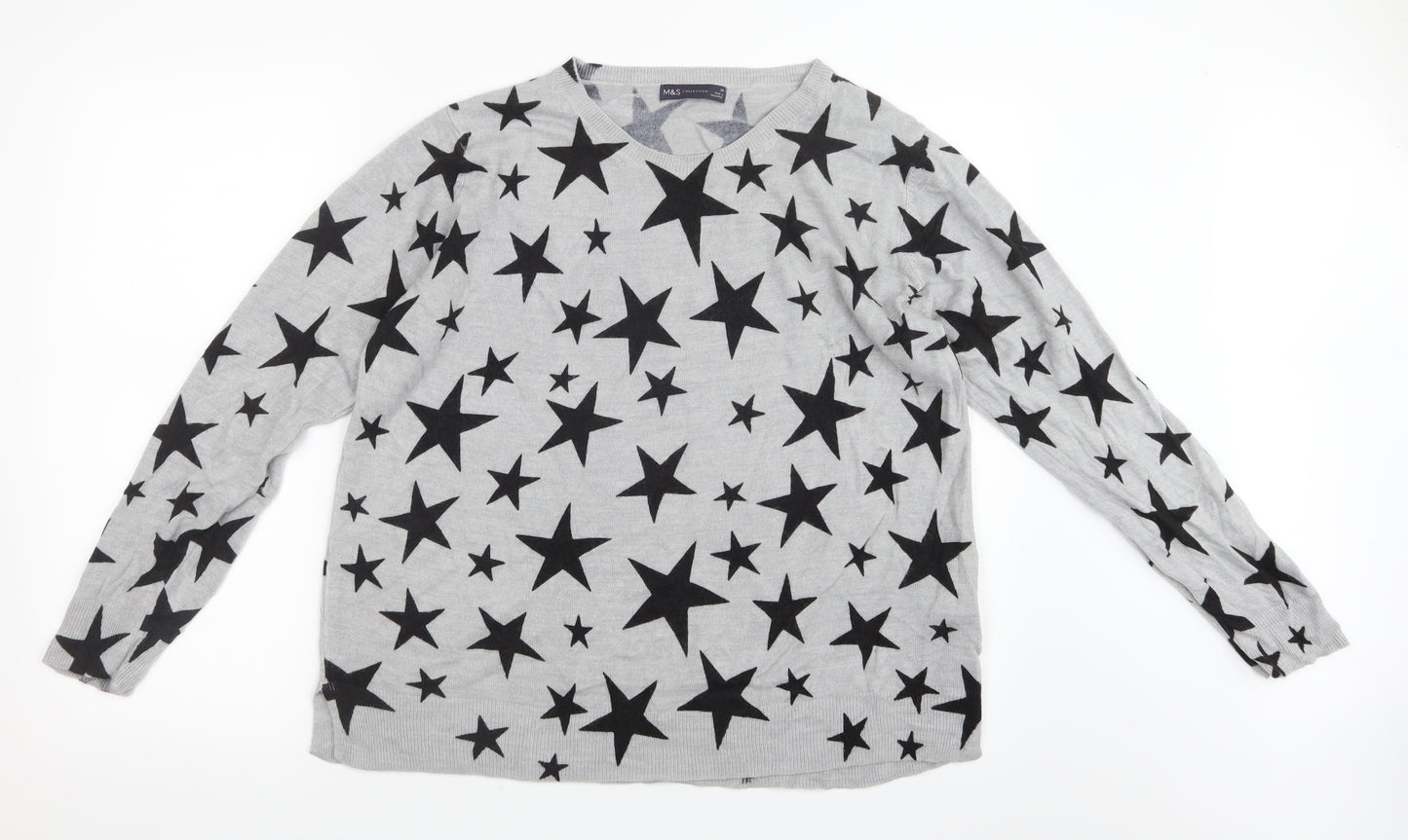 Marks and Spencer Womens Grey  Knit Pullover Jumper Size 20  - Stars