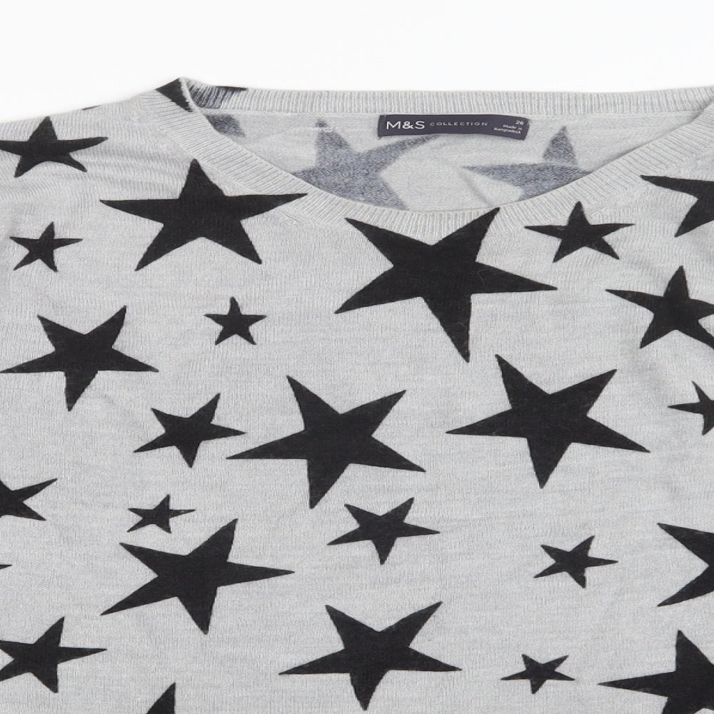 Marks and Spencer Womens Grey  Knit Pullover Jumper Size 20  - Stars