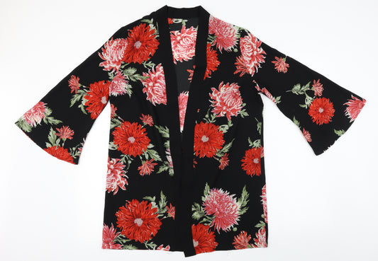 Front view of Atmosphere women’s black floral cardigan jumper, size UK 12