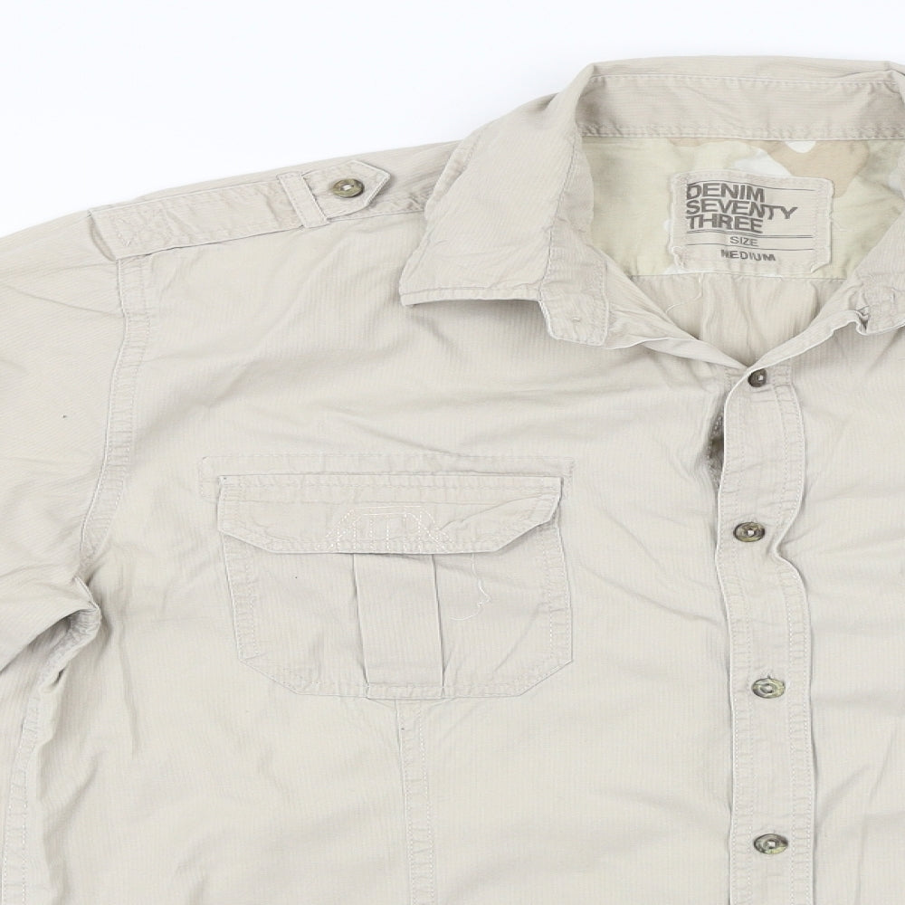 Denim Seventy3  Mens Beige    Button-Up Size M