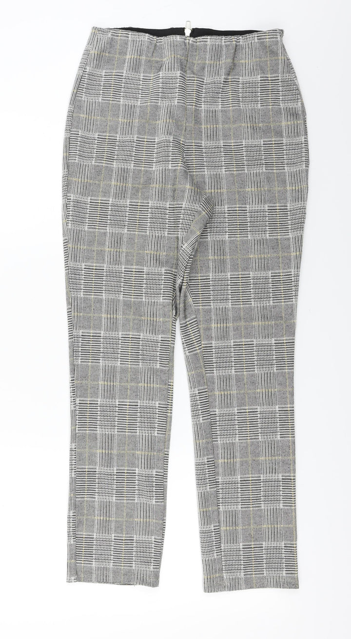H&M Womens Grey Check Trousers Size M L24 in