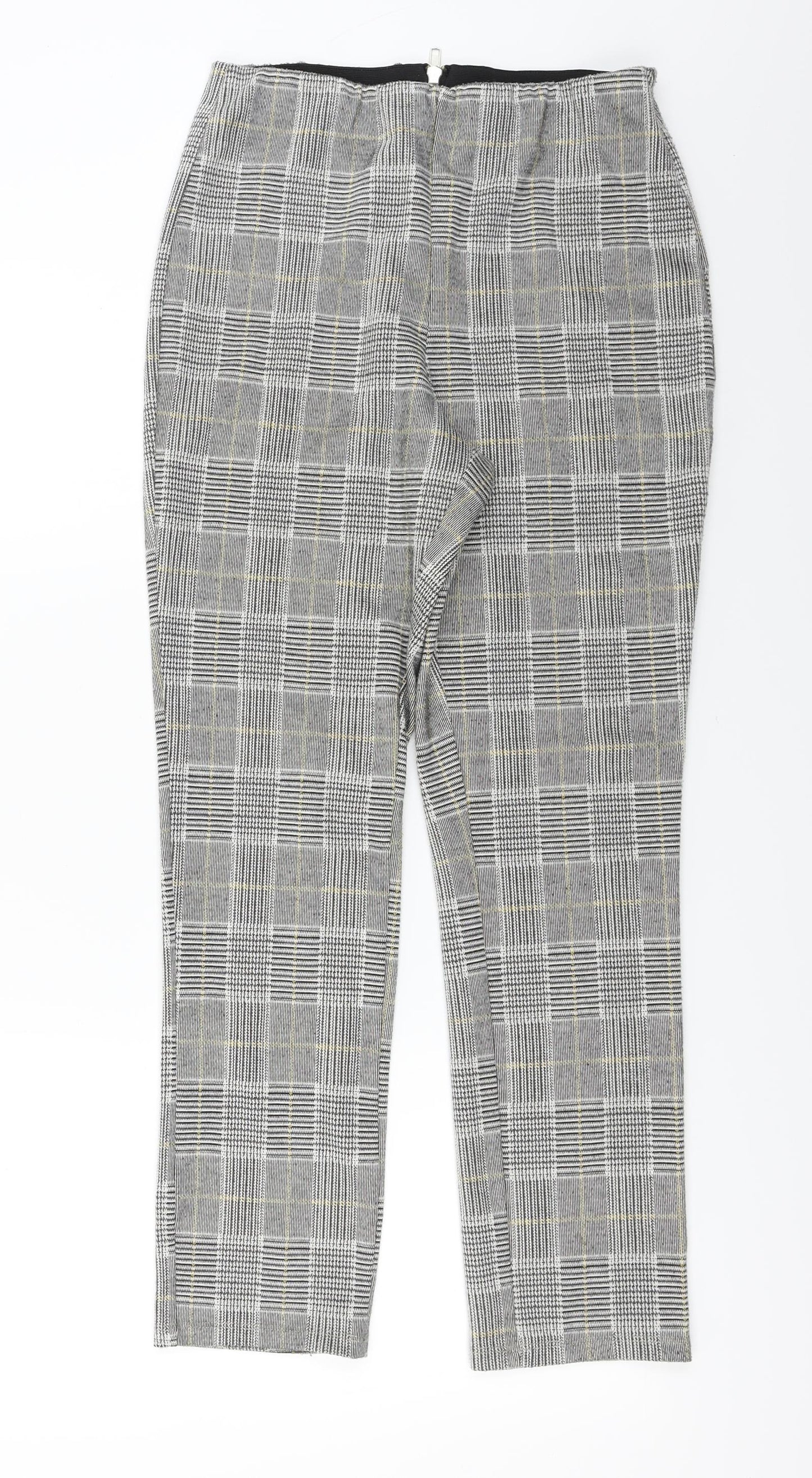 H&M Womens Grey Check  Trousers  Size M L24 in