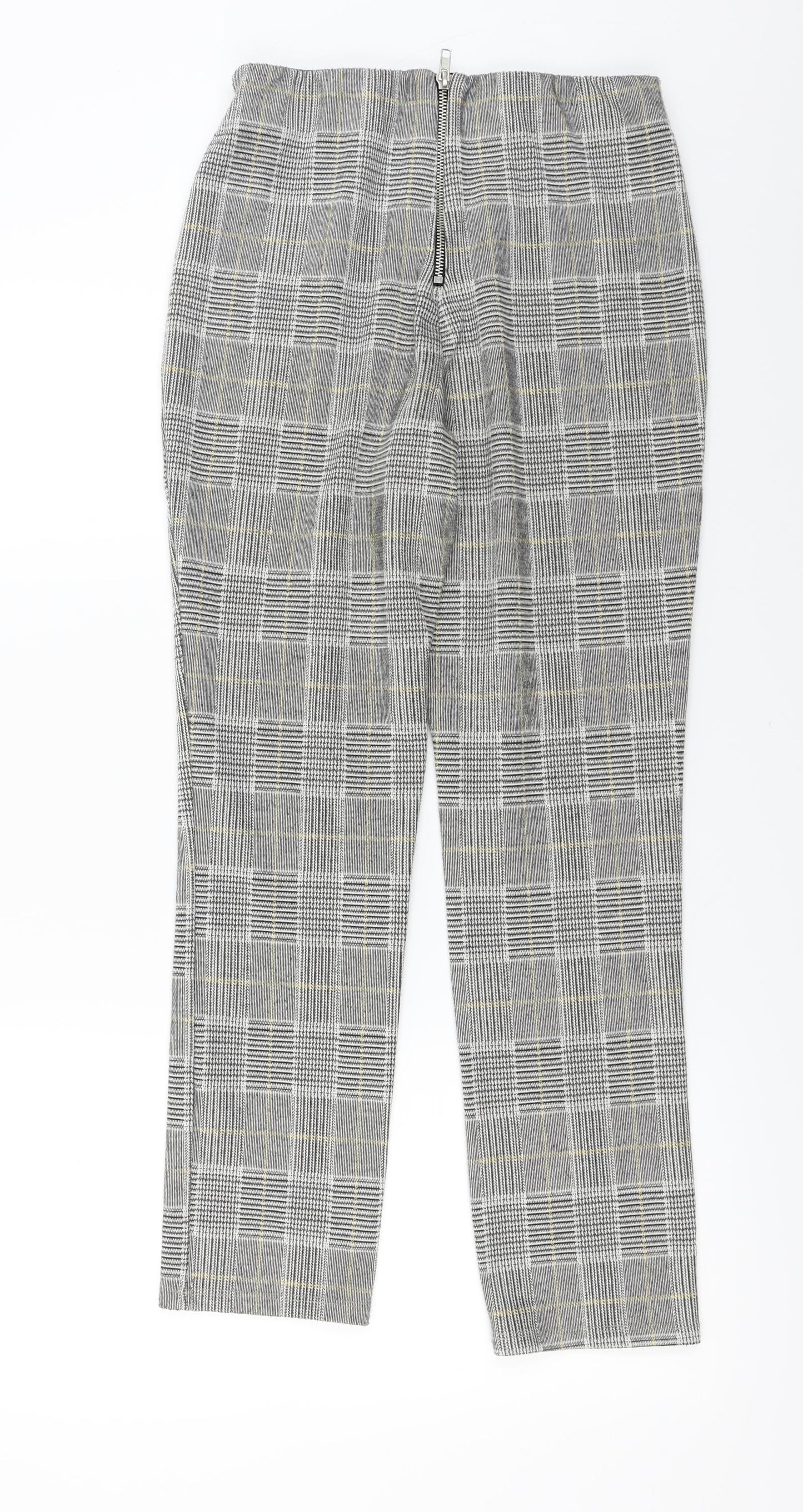 H&M Womens Grey Check  Trousers  Size M L24 in