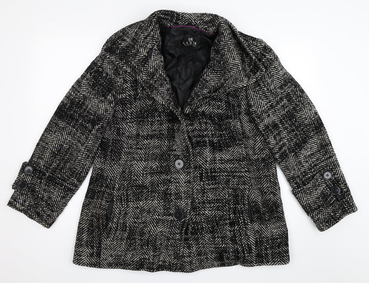 Barbara Lebek Womens Black Overcoat Coat Size 16