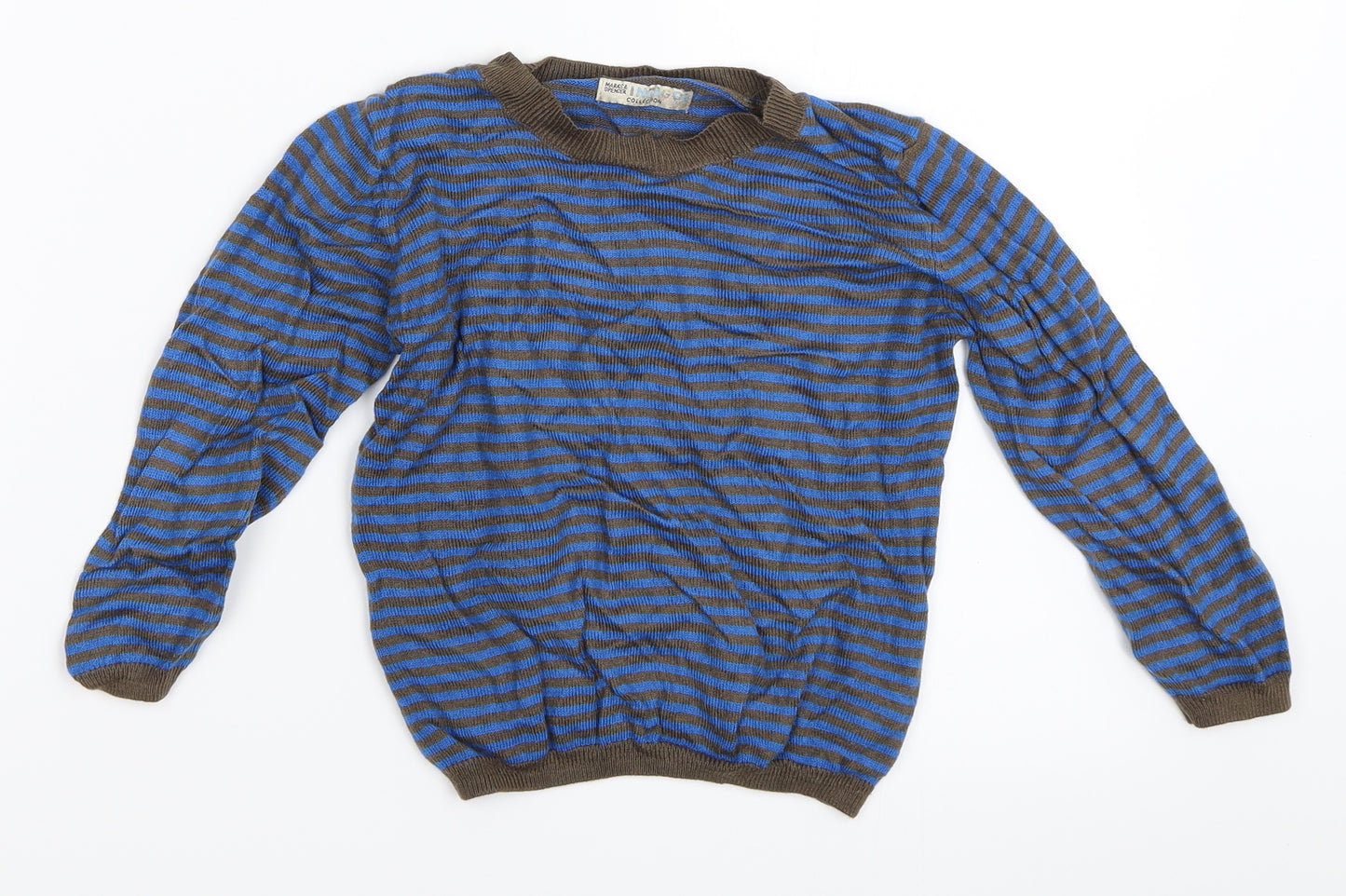 Marks and Spencer Boys Brown Striped  Pullover Jumper Size 2-3 Years