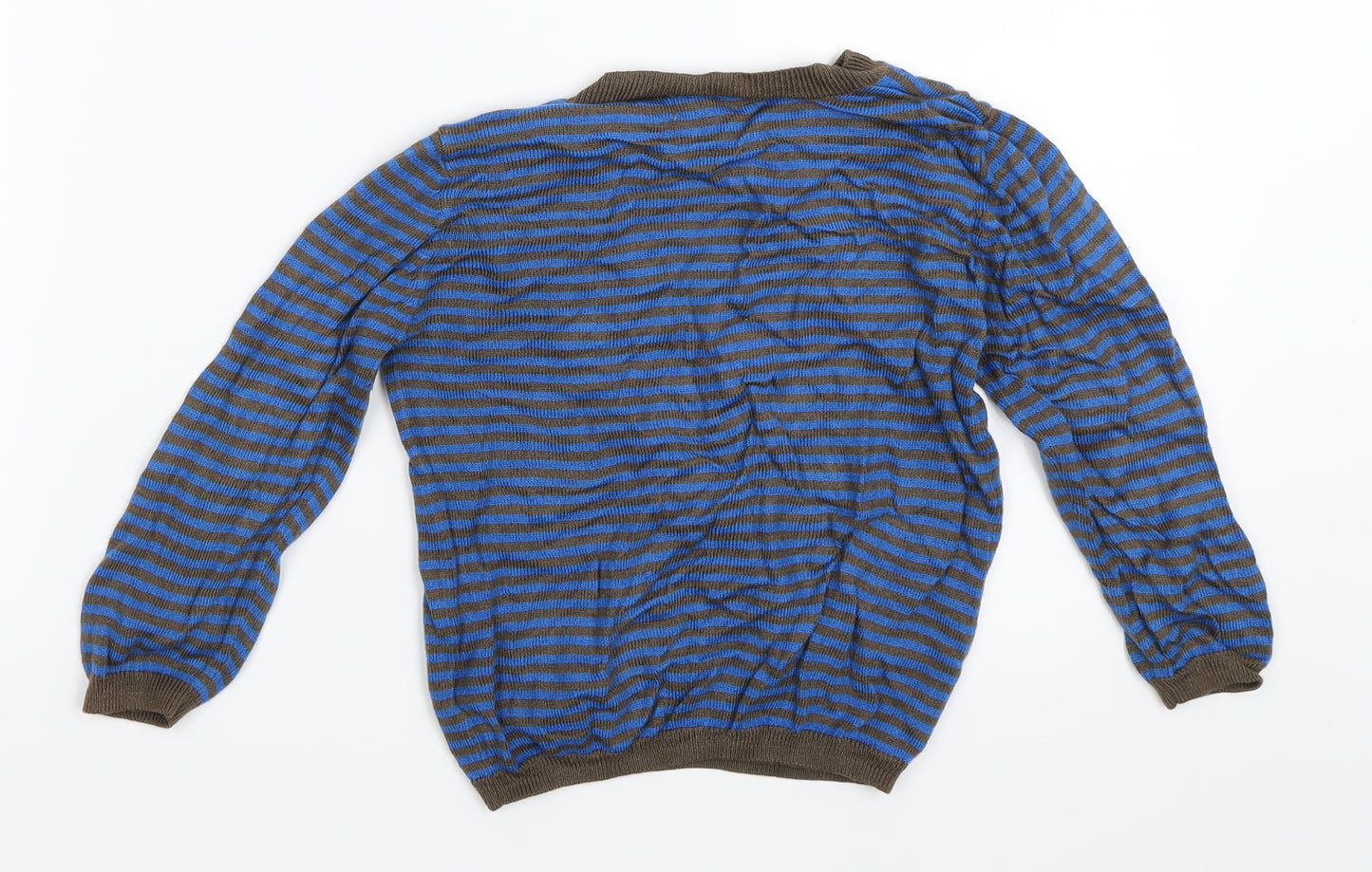 Marks and Spencer Boys Brown Striped  Pullover Jumper Size 2-3 Years