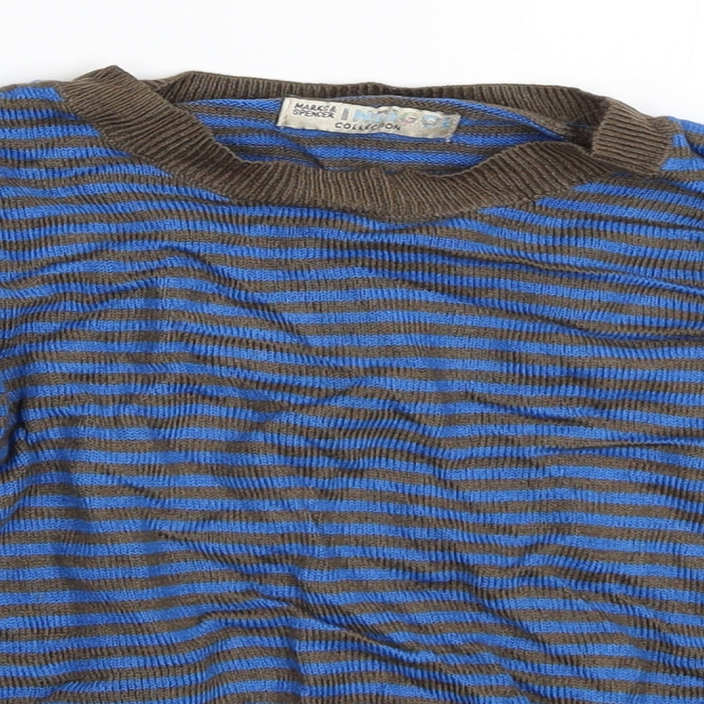 Marks and Spencer Boys Brown Striped  Pullover Jumper Size 2-3 Years