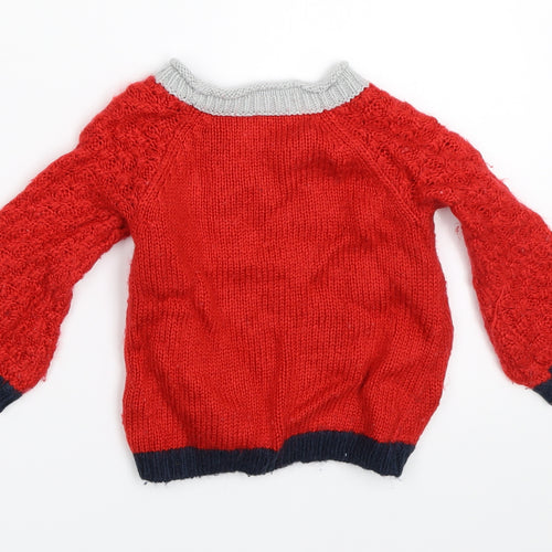 George Boys Red   Pullover Jumper Size 9-12 Months  - christmas