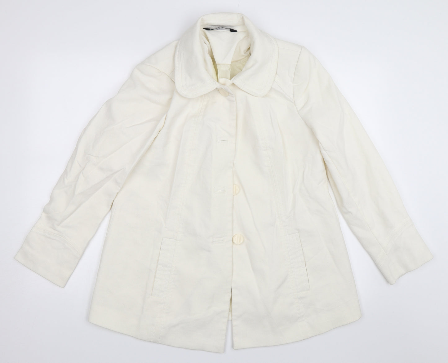 BM Collection Womens Ivory   Overcoat Coat Size 12